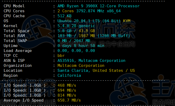 RackNerd AMD Ryzen VPS洛杉矶机房速度和性能评测